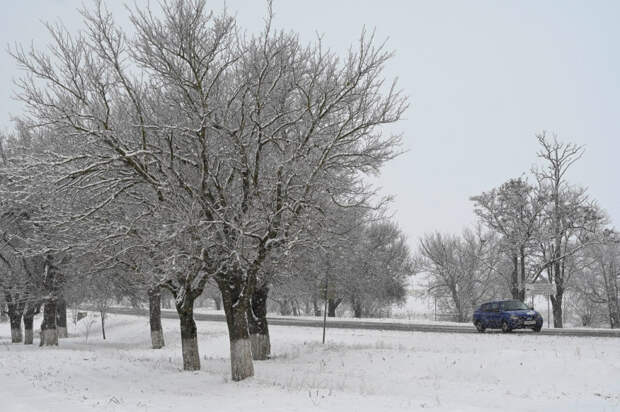 Названы самые сложные участки дорог из-за снегопада в Крыму