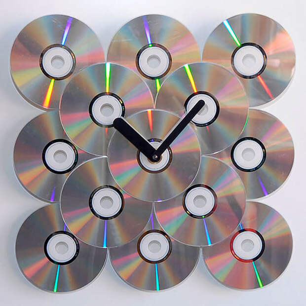 Оригинальные часы из дисков.