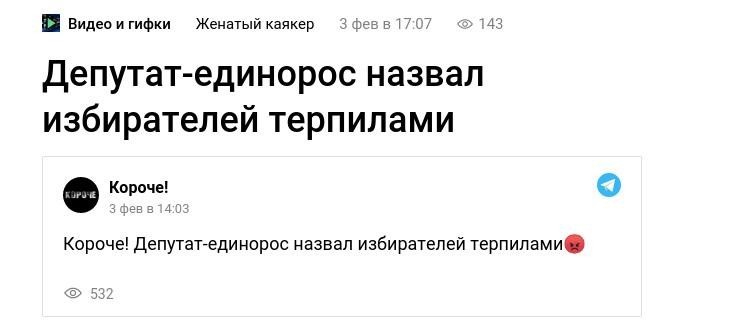 Депутат-единорос назвал избирателей терпилами