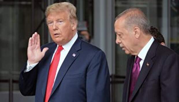 Дональд Трамп и президент Турции Реджеп Тайип Эрдоган на саммите стран-участниц НАТО в Брюсселе. 11 июля 2018
