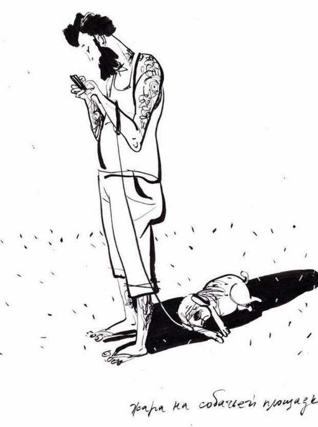 Жара на собачьей площадке. Автор: Евгения Двоскина. Жара на собачьей площадке. Автор: Евгения Двоскина.