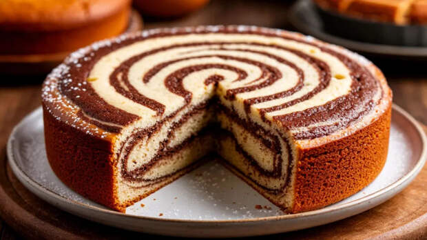 Минимум муки — максимум вкуса:  нежнейший пирог «Зебра» на кефире