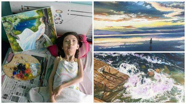 Парализованная китаянка нашла свое призвание в живописи болезнь, жажда жизни, инвалид, картины, китай, сила духа, художница, художница-инвалид