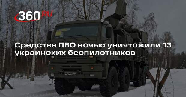 Силы ПВО ночью уничтожили 13 БПЛА ВСУ над регионами РФ