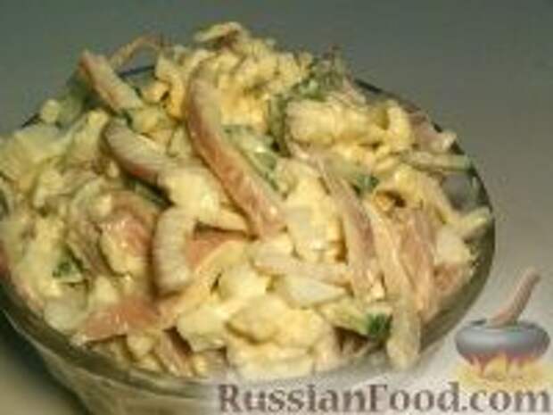 Фото к рецепту: Кальмары с сыром и чесноком