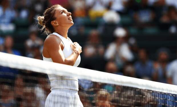 simona halep celebrates win at wimbledon