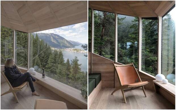 Отдых гостей никто не потревожит, несмотря на огромные видовые окна (Woodnest, Норвегия). © Sindre Ellingsen.