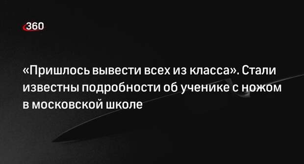 Директор школы № 1208 в Москве рассказал, как пятиклассник достал на уроке нож