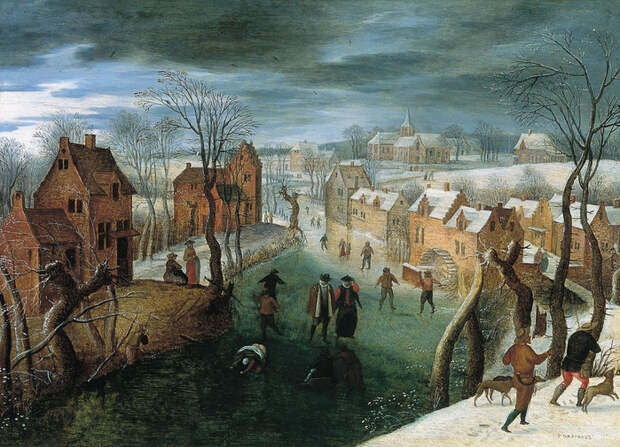 4000579_A_Winter_Landscape_with_a_Village_and_Skaters_on_a_Frozen_River_Hunters_in_the_Foreground (700x505, 146Kb)