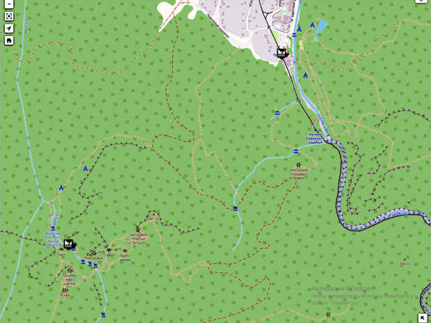Треки к смотровым площадкам Гуамки. Скрин с ОpenStreetMap.
