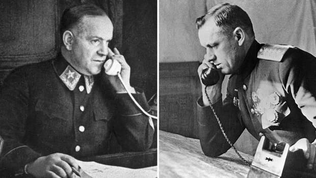 Маршал Советского Союза Георгий Жуков в начале 1943 года и генерал армии Константин Рокоссовский в...