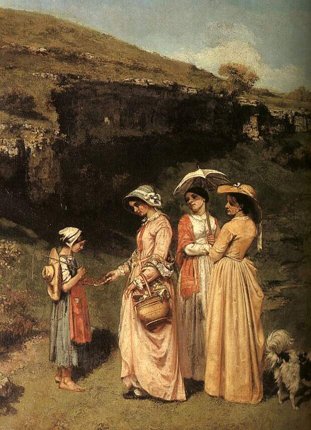 Courbet The Ladies of the Village Giving Alms to a Cowherd i. Курбе, Гюстав