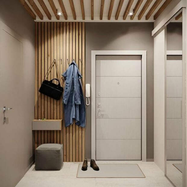 Стильная прихожая с деревянными рейками. | Фото: Pinterest. Стильная прихожая с деревянными рейками. | Фото: Pinterest.
