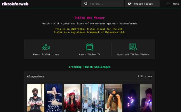 TikTok for Web is the only unofficial web client to browse TikTok on computers