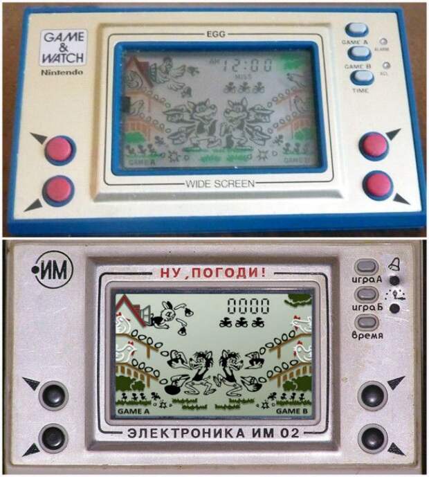 Nintendo EG26 EGG Япония 1981 года и Электроника ИМ02 Ну погоди СССР 1984 года