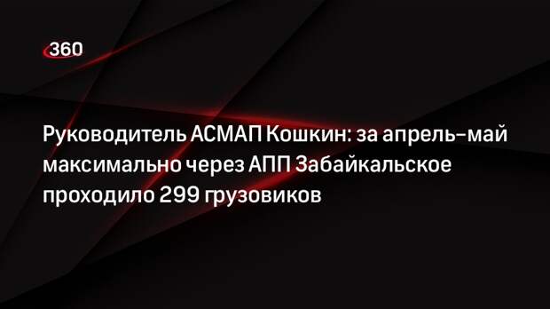 Руководитель АСМАП Кошкин: за апрель–май максимально через АПП Забайкальское проходило 299 грузовиков