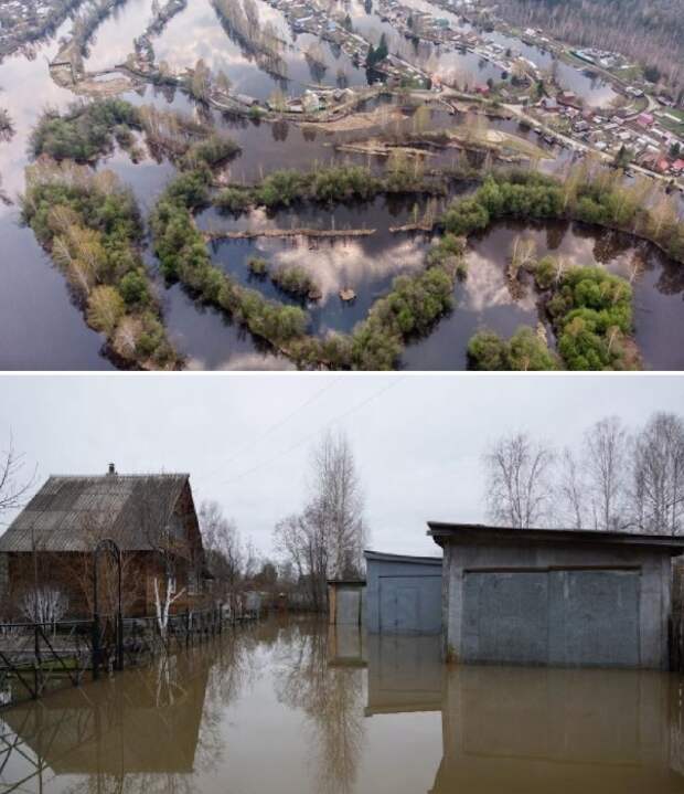 Весенний паводок частенько вызывает наводнения, но дачники «Уральской Венеции» не готовы отказываться от своих участков (Монзино, Нижний Тагил).
