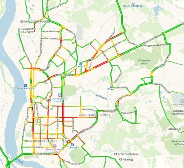 Пробки томск сейчас карта смотреть