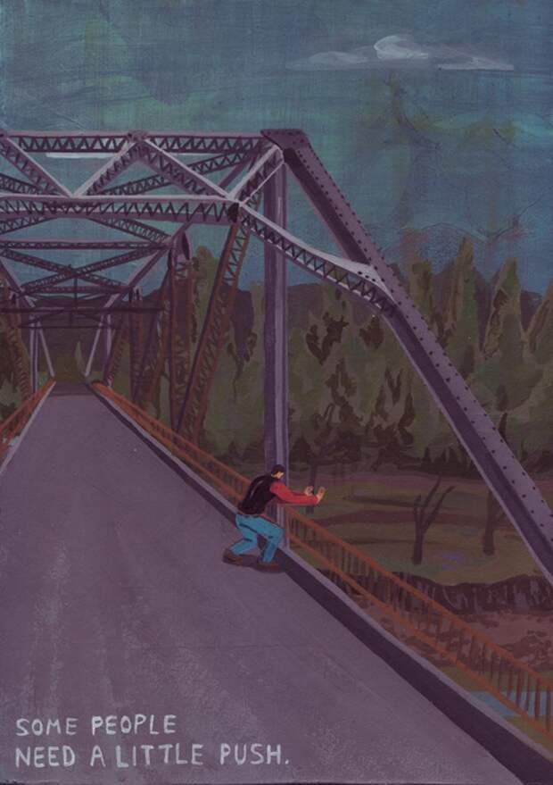 Художник рисует яркие карикатуры, но они не кажутся смешными