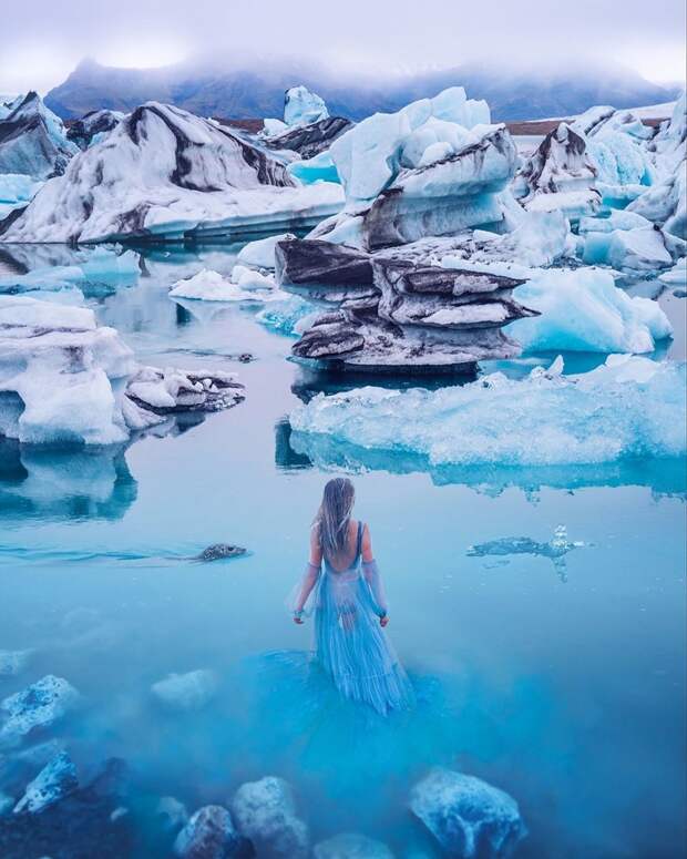 9. Ледниковая лагуна Йёкюльсаурлоун, Исландия вау, девушки в платьях, красивые места, красивые девушки, красота мира, модели, платья, фотопроект