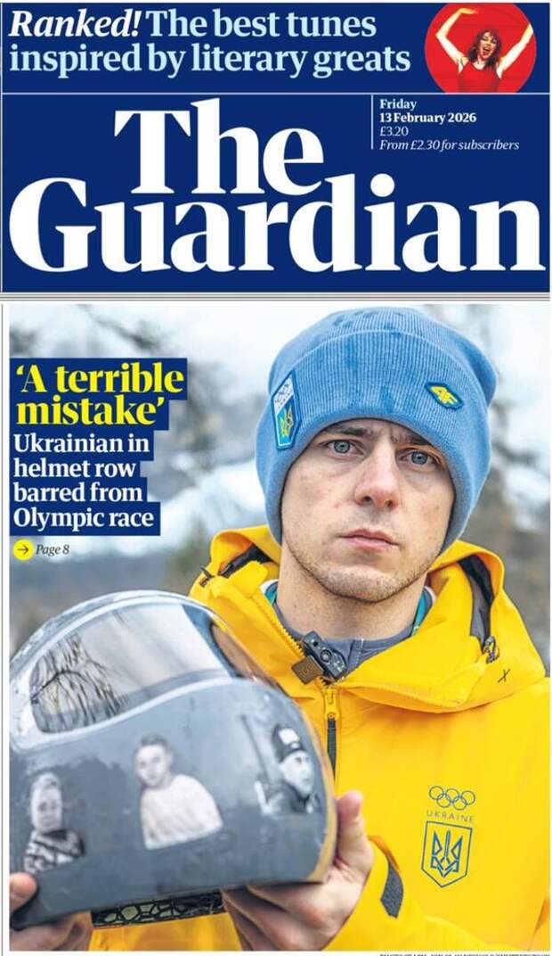 Украинский акционер Хераскевич со своим шлемом попал на первую полосу The Guardian