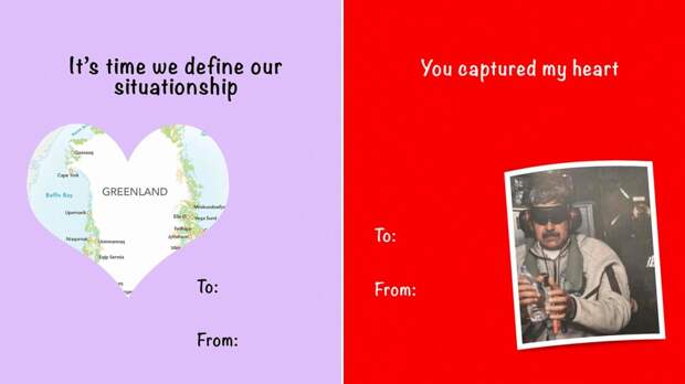 Белый дом опубликовал валентинки с Мадуро, Гренландией и мигрантами