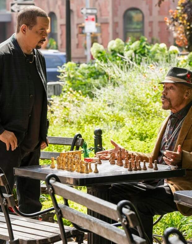 Fin questions a Black man who is playing chess in the parok on Law & Order: SVU Season 26 Episode 1