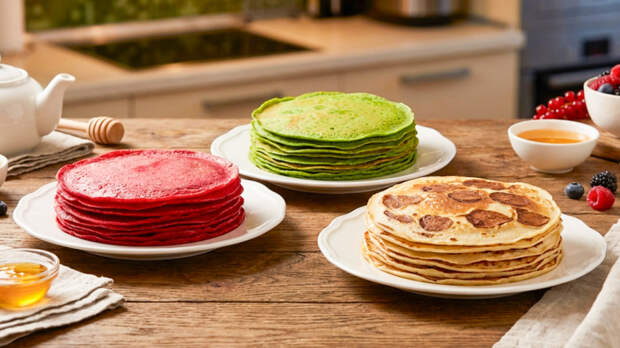 Леопардовые, зеленые, розовые: рецепты диетических и вкусных блинов на Масленицу