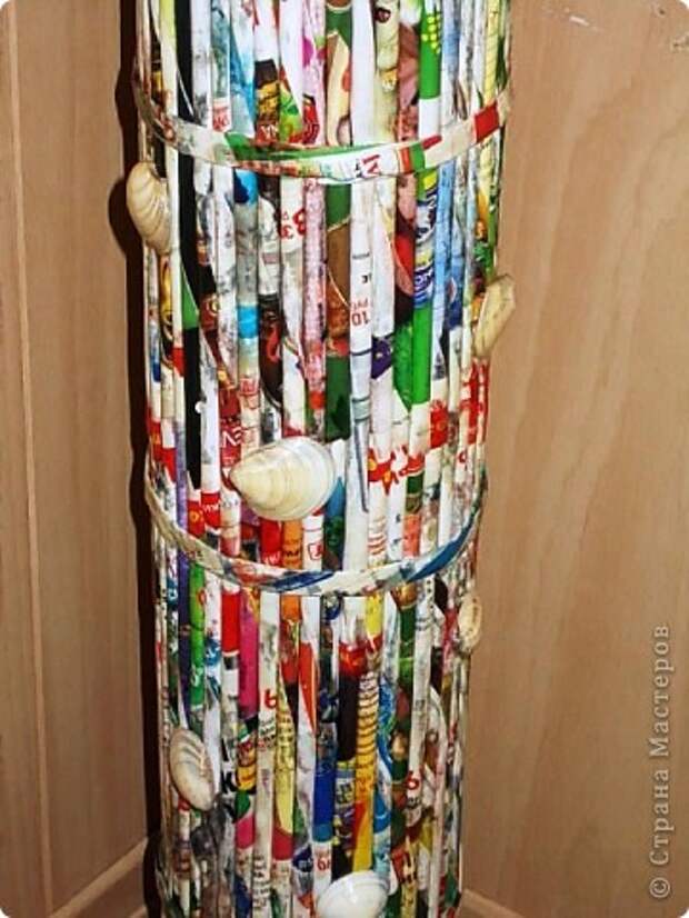 Мастер-класс Поделка изделие Плетение Бамбуковая ваза из газетных трубок Бумага газетная фото 25