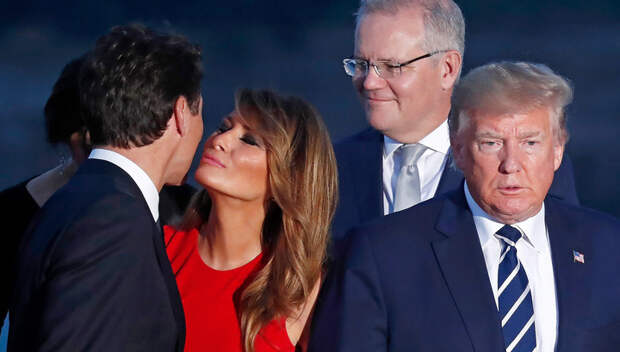 Меланья Трамп поцеловалась с премьером Канады на глазах мужа