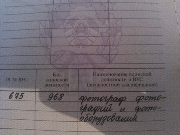 Подборка очень точных записей в военных билетах
