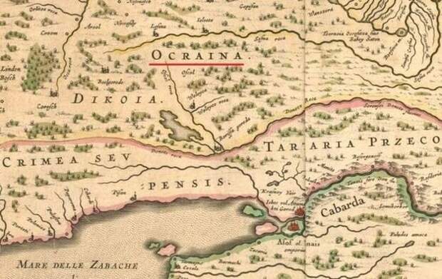 Польская карта XVI века, на которой изображена Окраина