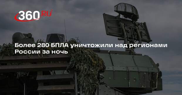 Более 280 БПЛА уничтожили над регионами России за ночь