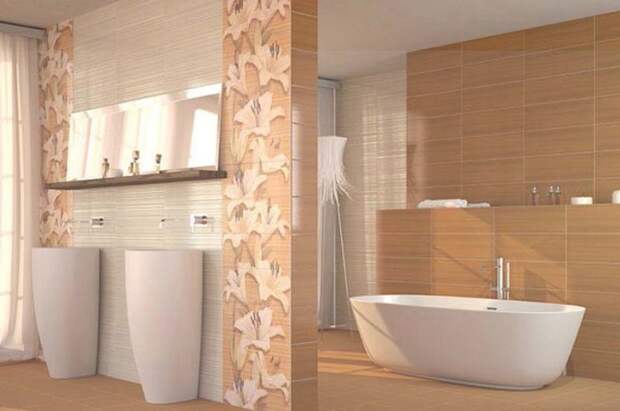 Оформление интерьера ванной комнаты в бежевом цвете считается классикой, в которой отсутствуют яркие элементы.