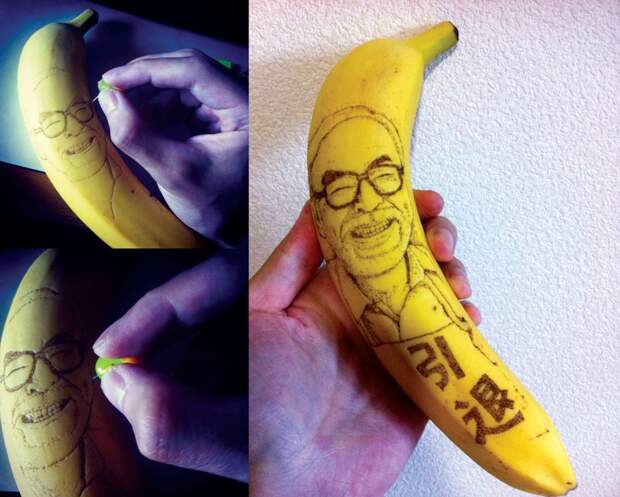 tumblr msumwlErKB1s3zz9ko1 1280 990x794 Удивительные рисунки на бананах