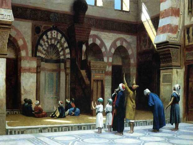 Grme,-Jean-Lon-(1824-1904)---Prayer-in-the-Mosque-of-Caid...