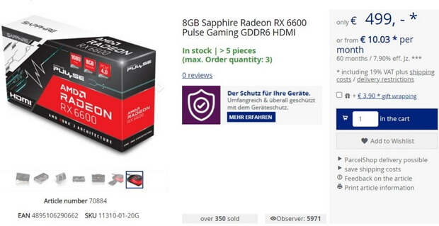 Старт продаж Radeon RX 6600: тотальный дефицит и огромные ценники"
