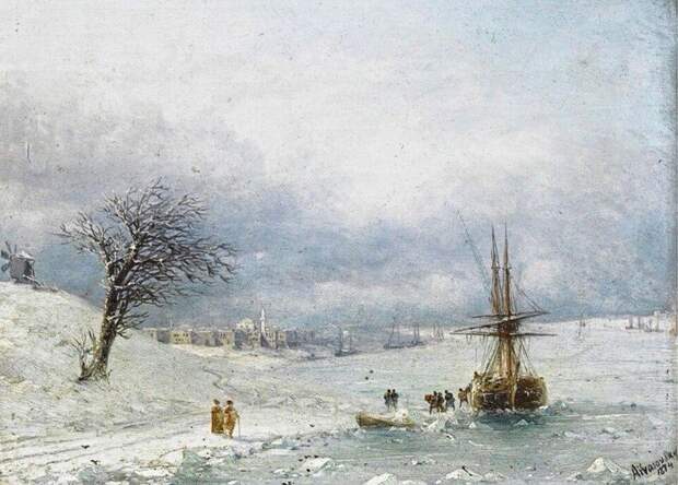 Зимний пейзаж. (1874). Автор. И.К.Айвазовский.