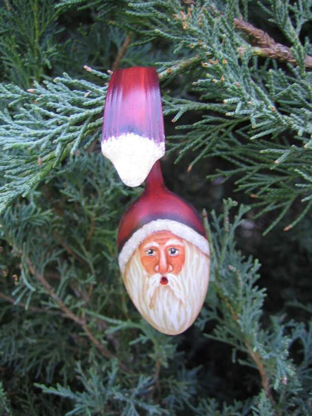 Painted Santa Spoon Christmas Ornament