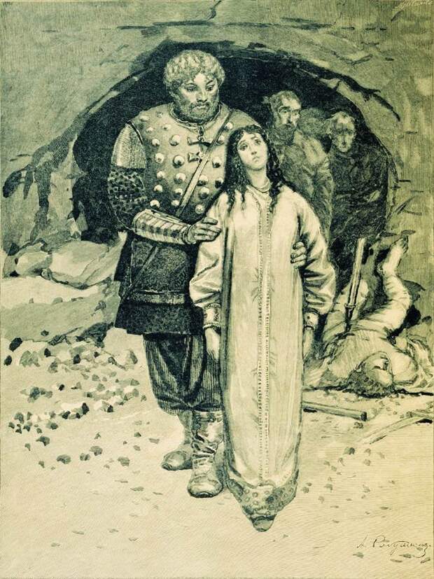 Добрыня Никитич и Малуша - наложница Святослава Игоревича (мать Владимира Святославовича).jpg