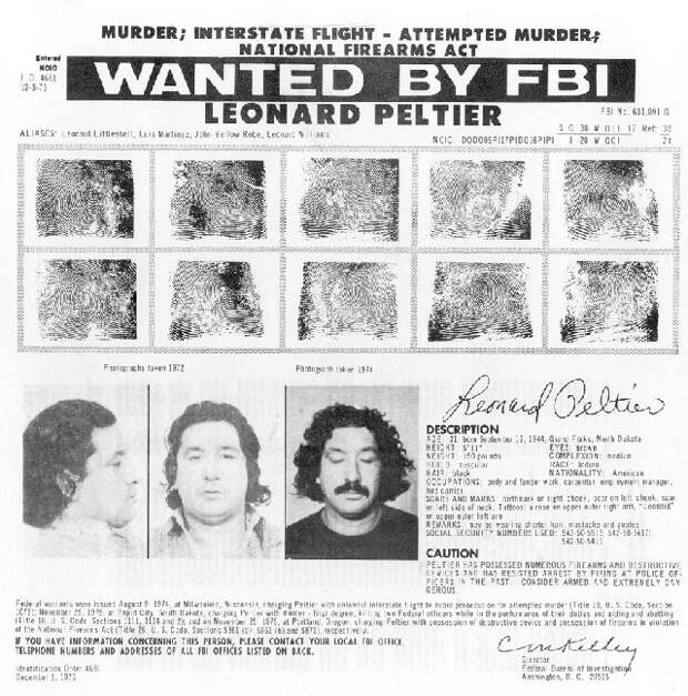 Ориентировка ФБР на Леонарда Пелтиера.