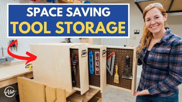 Slide Out Pegboard Cabinet For Space Saving Tool Storage! DIY Workshop/Garage Storage