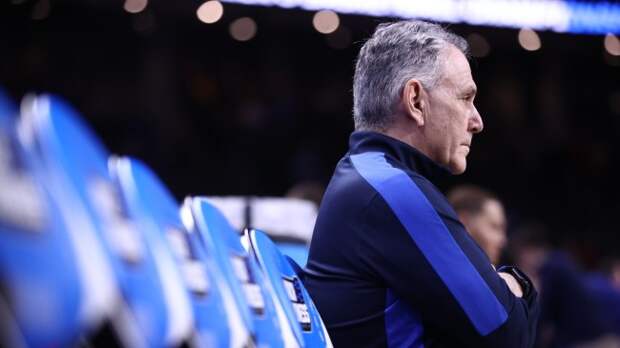 Duquesne coach Keith Dambrot on the bench during the NCAA Tournament.