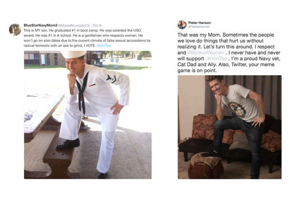 Screenshots of the original tweets side by side.