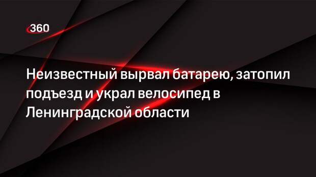 Неизвестный вырвал батарею, затопил подъезд и украл велосипед в Ленинградской области