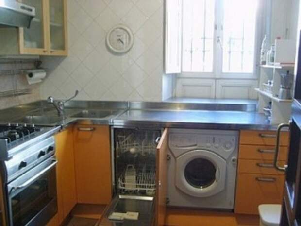 Установка стиральной машины на кухне