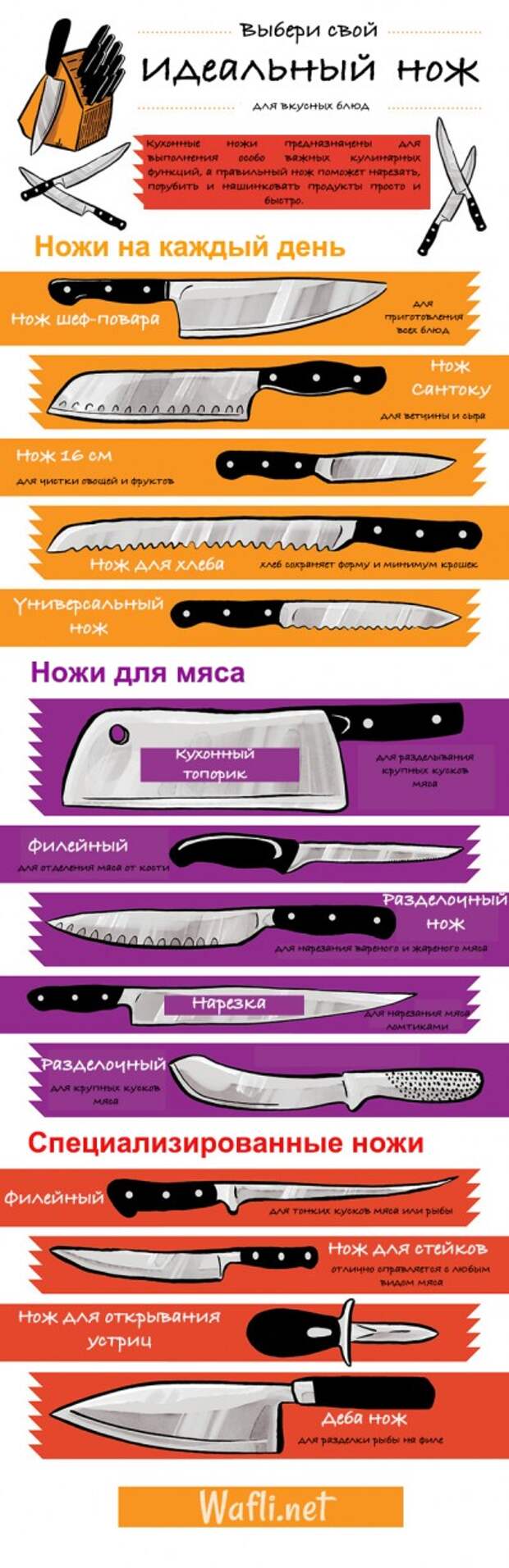 Виды кухонных ножей и их назначение