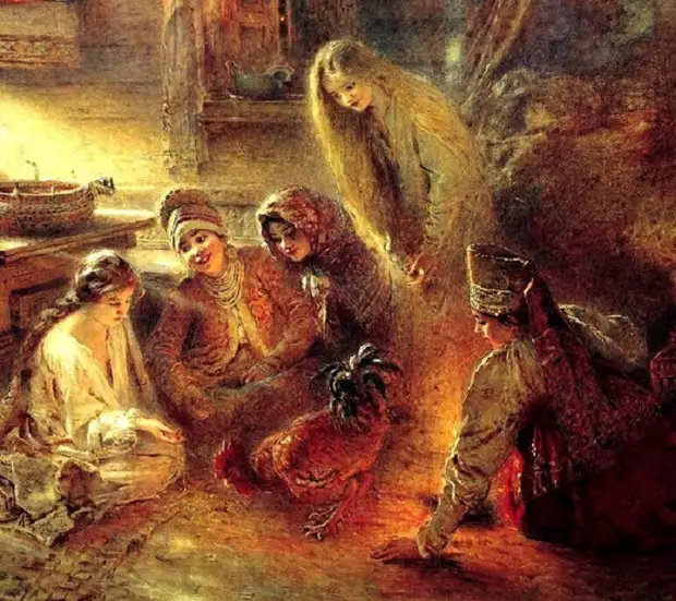 К. Маковский. Святочные гадания. (Фрагмент). К. Маковский. Святочные гадания. (Фрагмент).