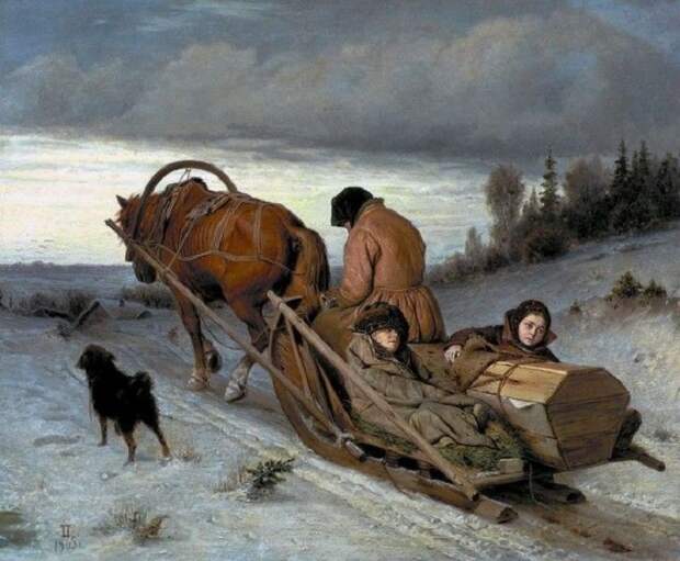На картине простая русская семья, оставшаяся без своего кормильца. На картине простая русская семья, оставшаяся без своего кормильца.
