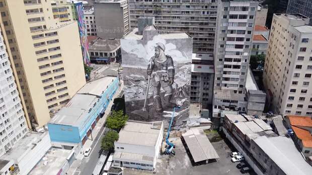 Огромное граффити из пепла деревьев появилось в Бразилии